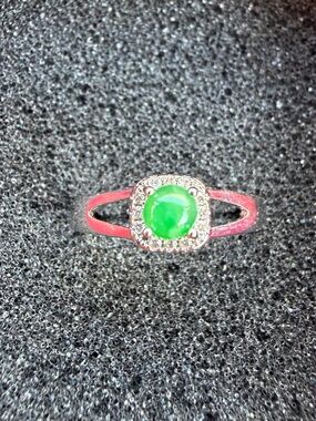 Natural Burmese Jadeite Jade A-Grade Green Cabochon Ring